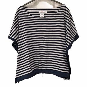 𝅺Vineyard Vines navy blue white striped caftan style top